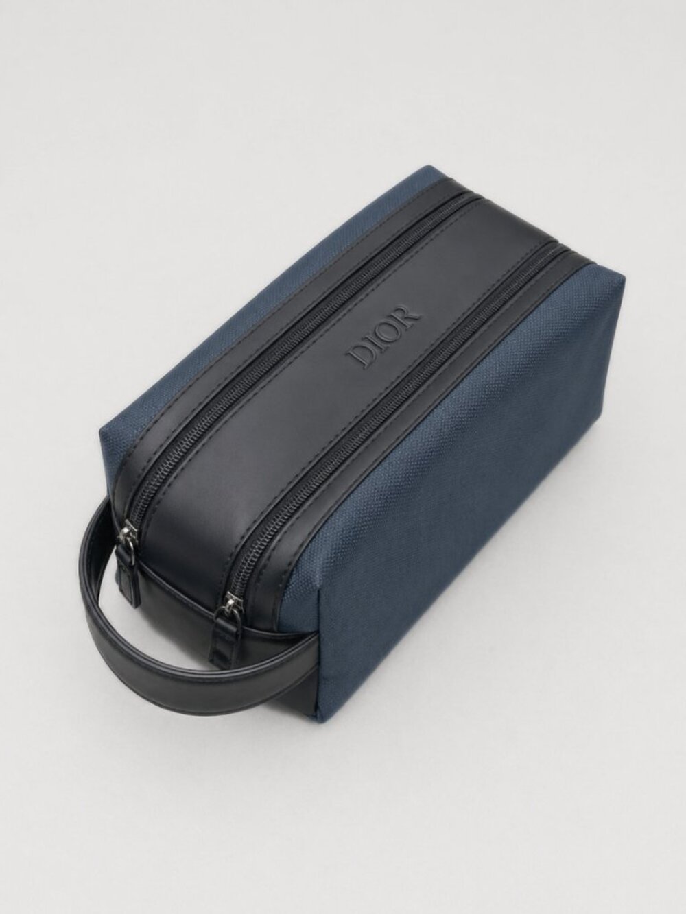 Christian Dior Navy Cosmetic Toiletry Bag Double Zip Travel Pouch Unisex NIB - Picture 3 of 5